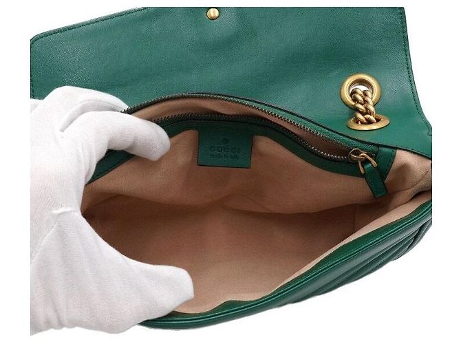 Gucci Borsa a tracolla con catena matelassé chevron verde AABZC - vista 5