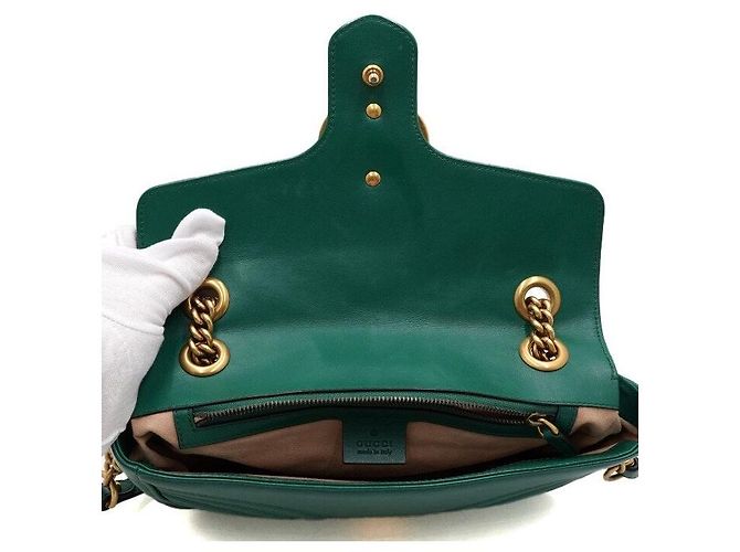 Gucci Borsa a tracolla con catena matelassé chevron verde AABZC - vista 6