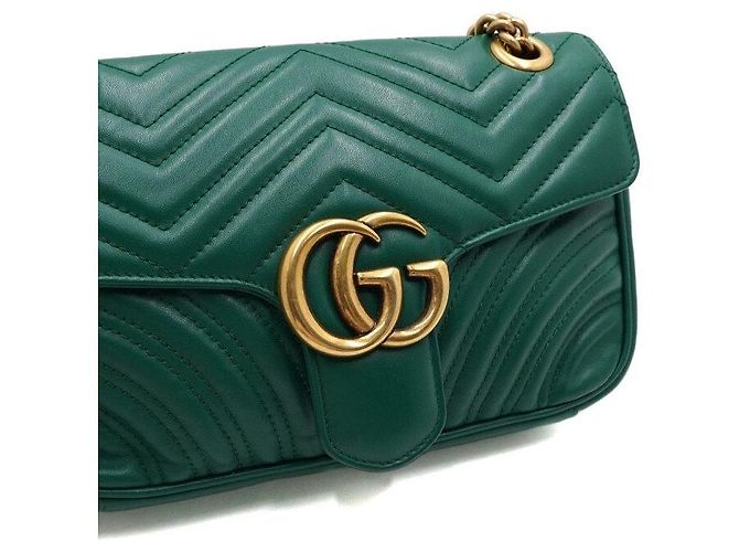 Gucci Borsa a tracolla con catena matelassé chevron verde AABZC - vista 9