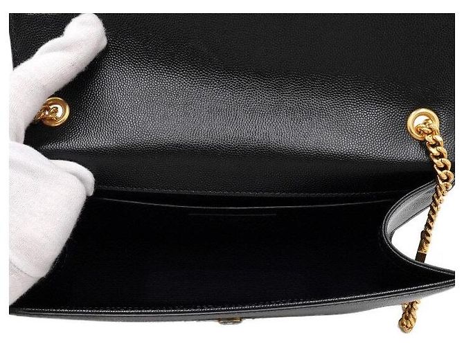 Autre Marque Borsa Satchel Kate Medium Classica in vitello nero con catena dorata - vista 5