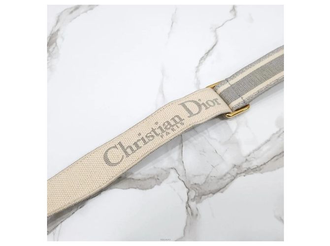Dior Grauer bestickter Canvas-Schultergurt mit Ring - Ansicht 3