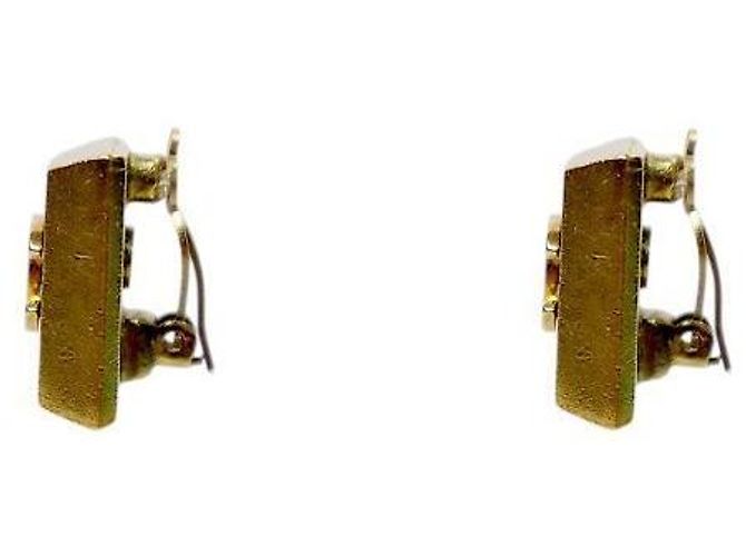 Chanel Orecchini CC quadrati neri e oro - vista 2