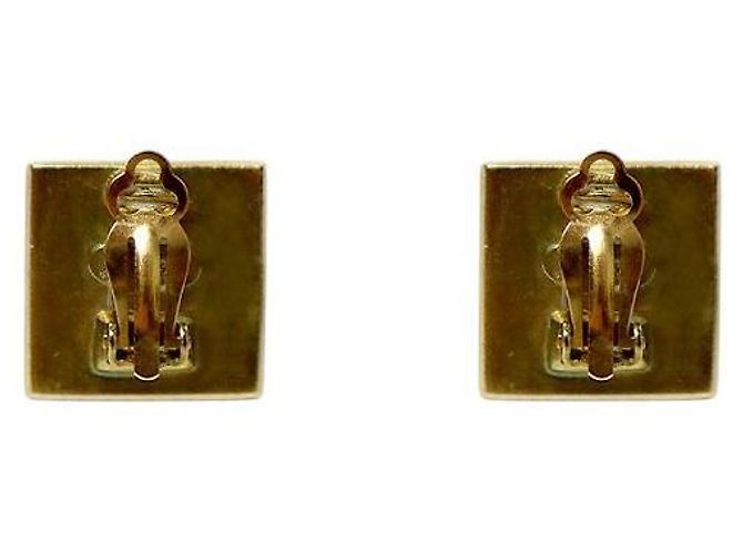 Chanel Orecchini CC quadrati neri e oro - vista 3