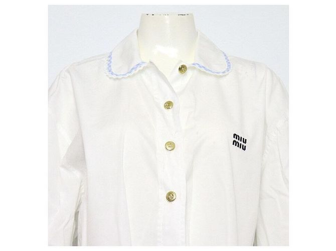 Miu Miu Weiße Popeline-Crop-Bluse für Damen - Ansicht 2
