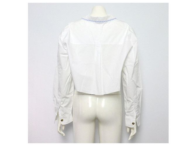 Miu Miu Weiße Popeline-Crop-Bluse für Damen - Ansicht 4