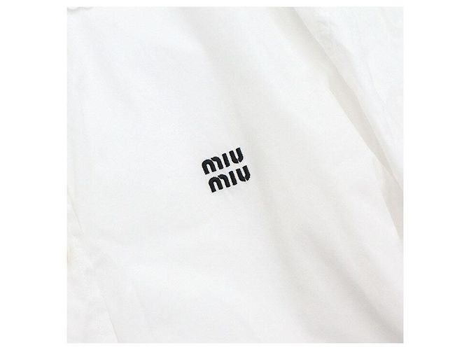 Miu Miu Weiße Popeline-Crop-Bluse für Damen - Ansicht 6