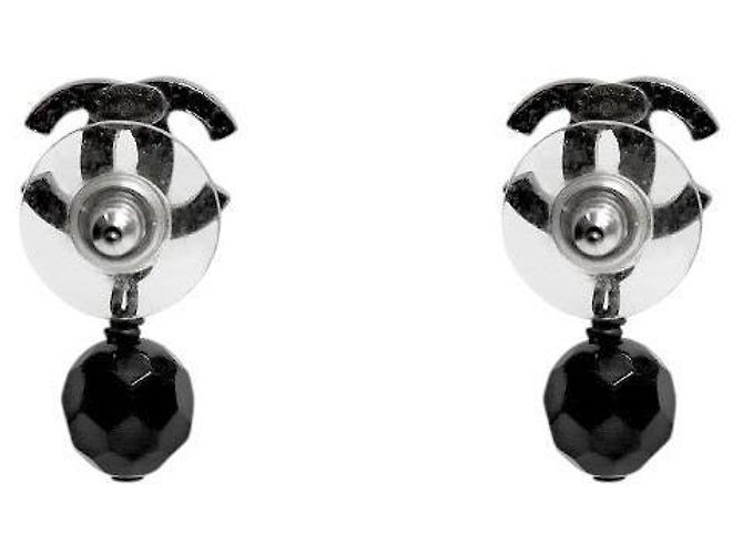 Chanel Orecchini CC a goccia con perline nere - vista 3