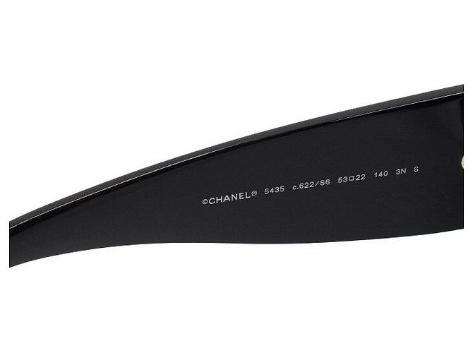 Chanel Gafas de sol para mujer de montura rectangular negra y dorada - vista 6