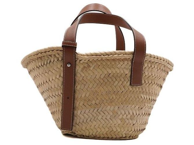 Loewe Borsa Tote Piccola a Cesto in Raphia Marrone - vista 4
