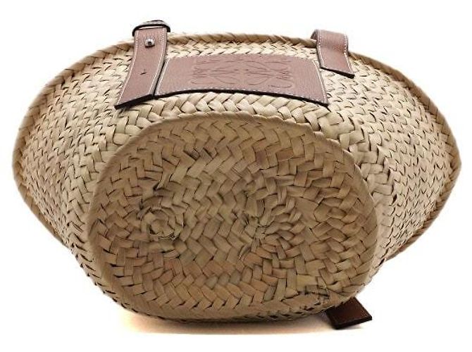 Loewe Borsa Tote Piccola a Cesto in Raphia Marrone - vista 6