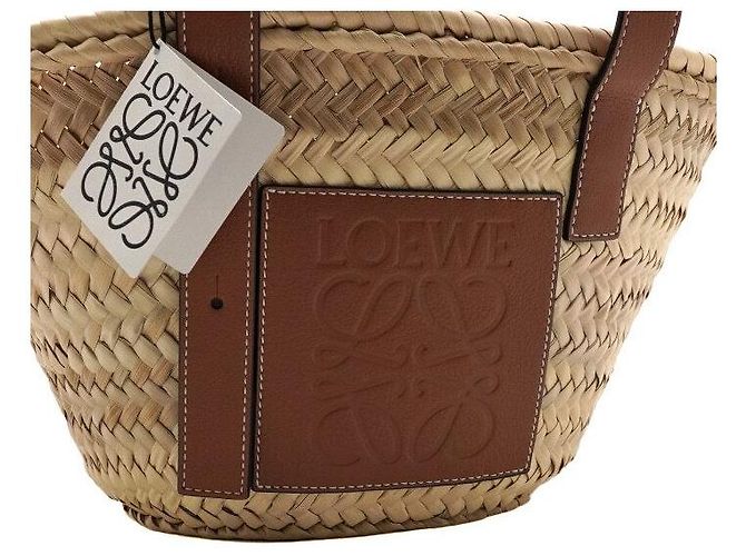 Loewe Borsa Tote Piccola a Cesto in Raphia Marrone - vista 7