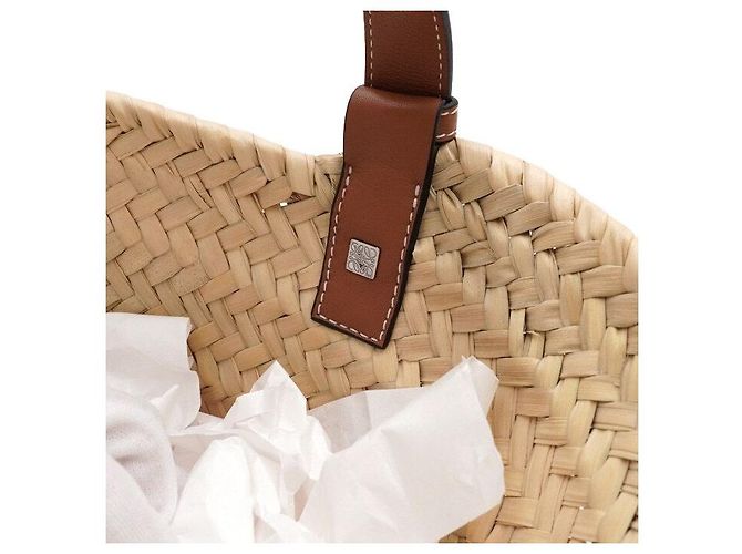 Loewe Borsa Tote Piccola a Cesto in Raphia Marrone - vista 8