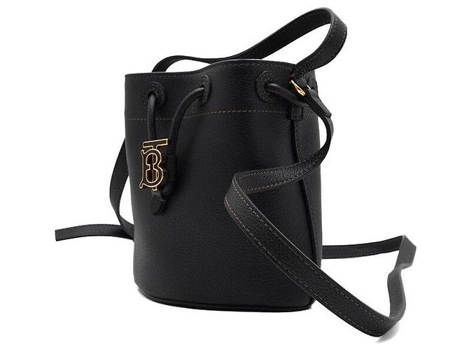 Burberry Mini borsa bucket in pelle nera - vista 2