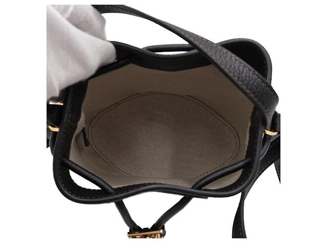 Burberry Mini borsa bucket in pelle nera - vista 5