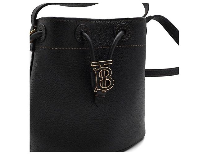 Burberry Mini borsa bucket in pelle nera - vista 7