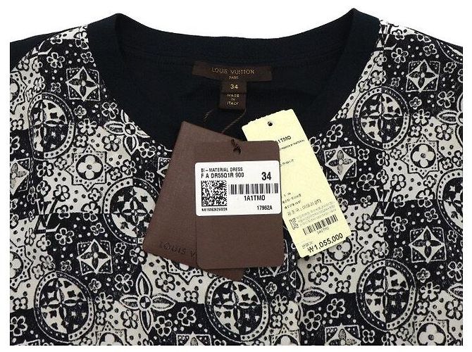 Louis Vuitton Abito in seta e cotone monogram nero - vista 5