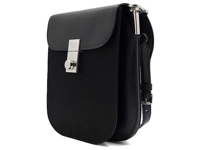 Prada Borsa a spalla e borsa a tracolla in nylon nero con logo - vista 2