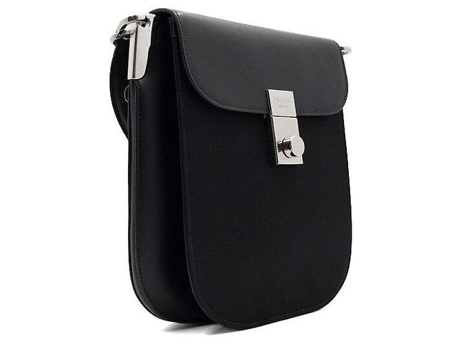 Prada Borsa a spalla e borsa a tracolla in nylon nero con logo - vista 3