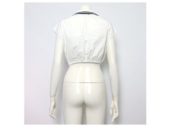 Miu Miu Weißes Popeline-Crop-Hemd für Damen mit Bündchen - Ansicht 4