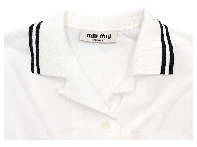 Miu Miu Weißes Popeline-Crop-Hemd für Damen mit Bündchen - Ansicht 5