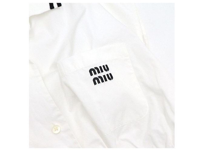 Miu Miu Weißes Popeline-Crop-Hemd für Damen mit Bündchen - Ansicht 6
