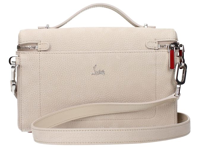 Christian Louboutin Borsa a mano in pelle beige - vista 3