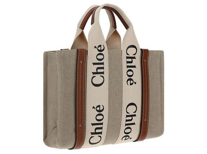 Borsa Woody Canvas Tote Chloé marrone - vista 2