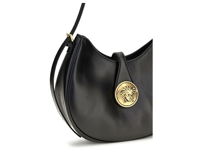 Versace Borsa a tracolla Bos Taurus in pelle di vitello nera - vista 4