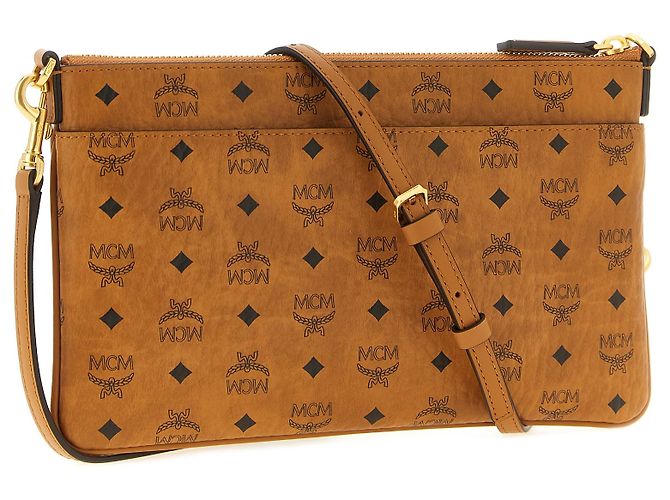 MCM Clutch in polietilene marrone - vista 2