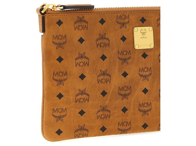 MCM Clutch in polietilene marrone - vista 3