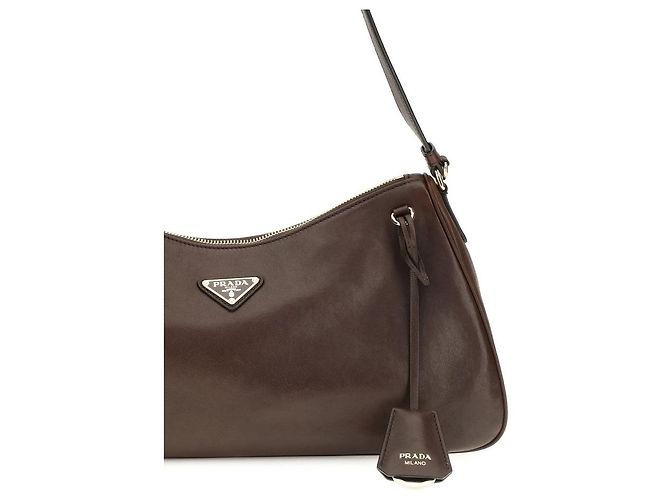 Prada Borsa a tracolla Bos Taurus in pelle di vitello marrone - vista 4