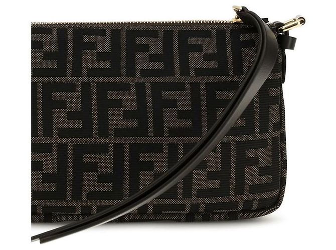 Fendi Borsa a tracolla in poliestere marrone - vista 3