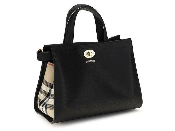 Borsa Burberry Cotswolds Check Top Handle Nera - vista 2