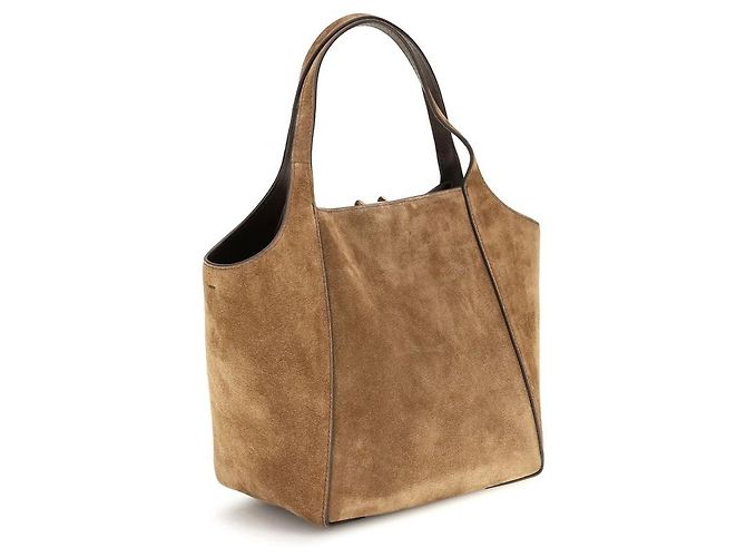 Brunello Cucinelli Borsa a secchiello Bos Taurus in pelle di vitello beige - vista 3