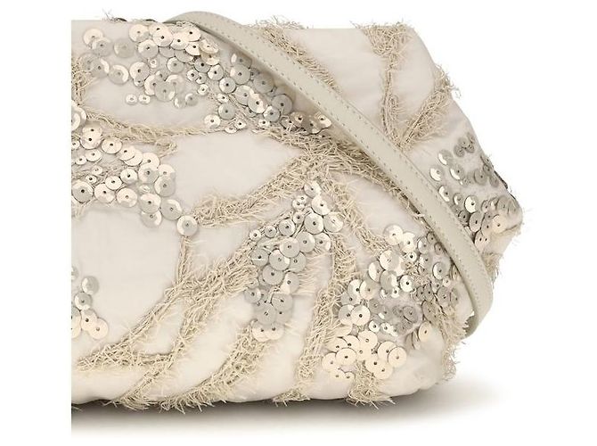 Brunello Cucinelli Clutch in seta beige - vista 4