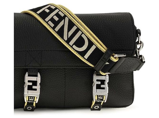 Fendi Borsa a tracolla Bos Taurus in pelle di vitello nera - vista 4