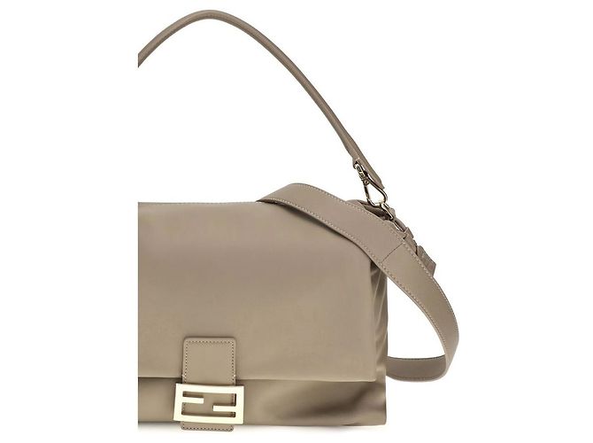 Fendi Borsa a tracolla Bos Taurus in pelle di vitello beige - vista 4