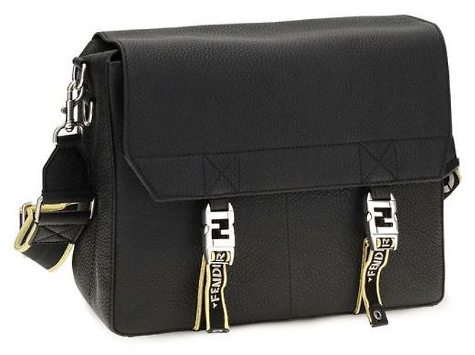 Fendi Borsa a tracolla Bos Taurus in pelle di vitello nera - vista 2