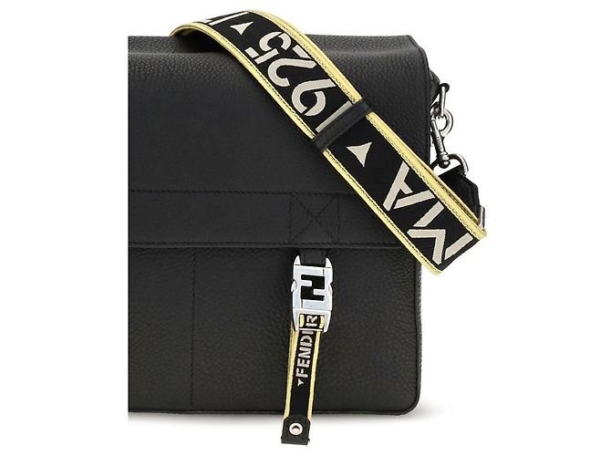 Fendi Borsa a tracolla Bos Taurus in pelle di vitello nera - vista 4