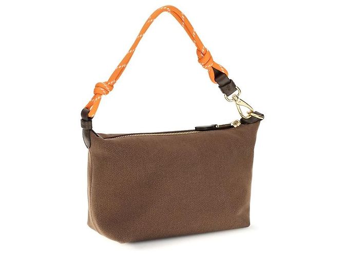 Miu Miu Borsa a tracolla in cotone marrone - vista 3