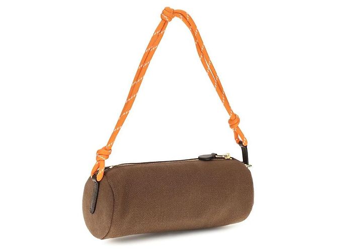 Miu Miu Borsa a tracolla in cotone marrone - vista 3