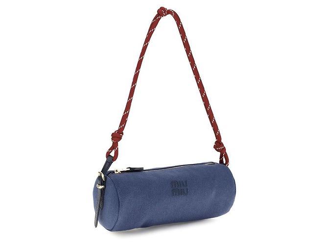 Miu Miu Borsa a tracolla in cotone blu - vista 2