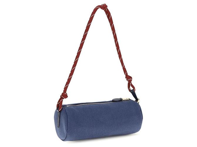 Miu Miu Borsa a tracolla in cotone blu - vista 3