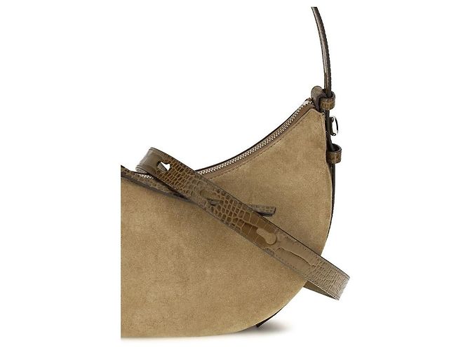 Tory Burch Borsa a tracolla in pelle scamosciata beige - vista 4