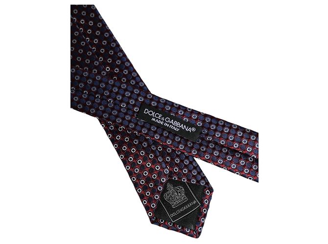 Dolce & Gabbana Cravatta regolabile in seta con cerchi rossi e blu - vista 5