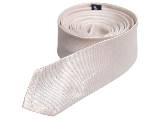 Dolce & Gabbana White Solid Silk Adjustable Necktie Tie - view 2