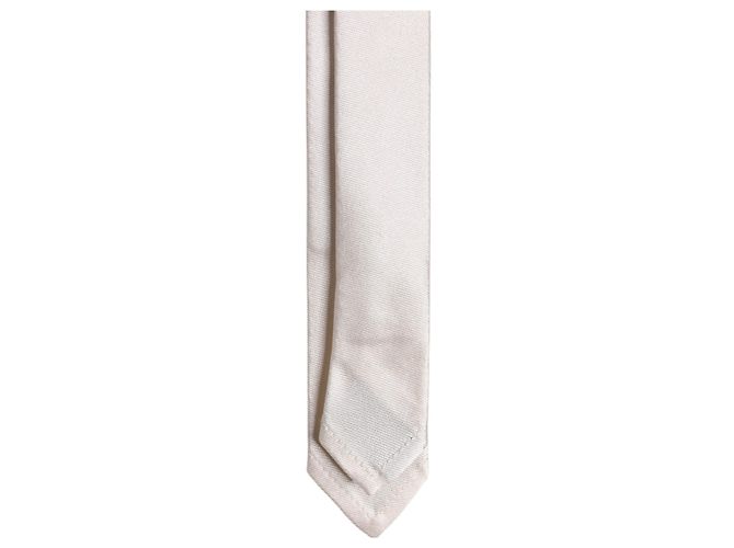 Dolce & Gabbana White Solid Silk Adjustable Necktie Tie - view 4