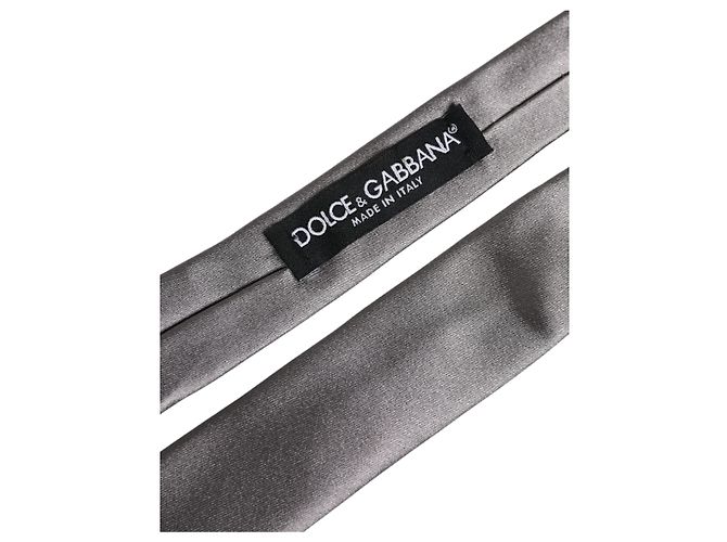 Dolce & Gabbana Cravatta regolabile in seta argento metallizzato - vista 5