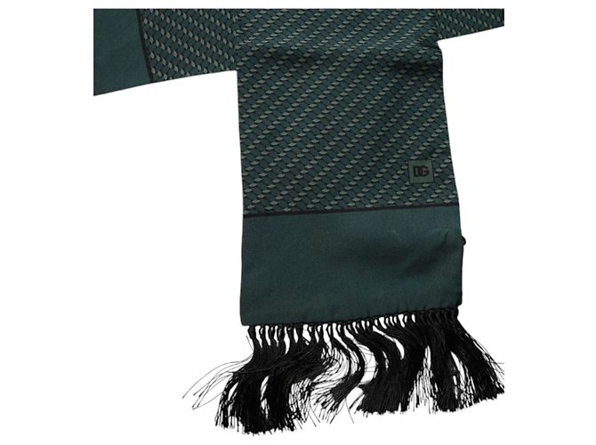Dolce & Gabbana Sciarpa avvolgente Fantasy Fringes Verde Scuro - vista 3