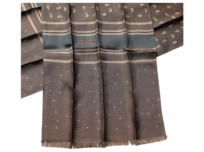 Dolce & Gabbana Sciarpa scialle per il collo in seta Fantasy marrone - vista 4